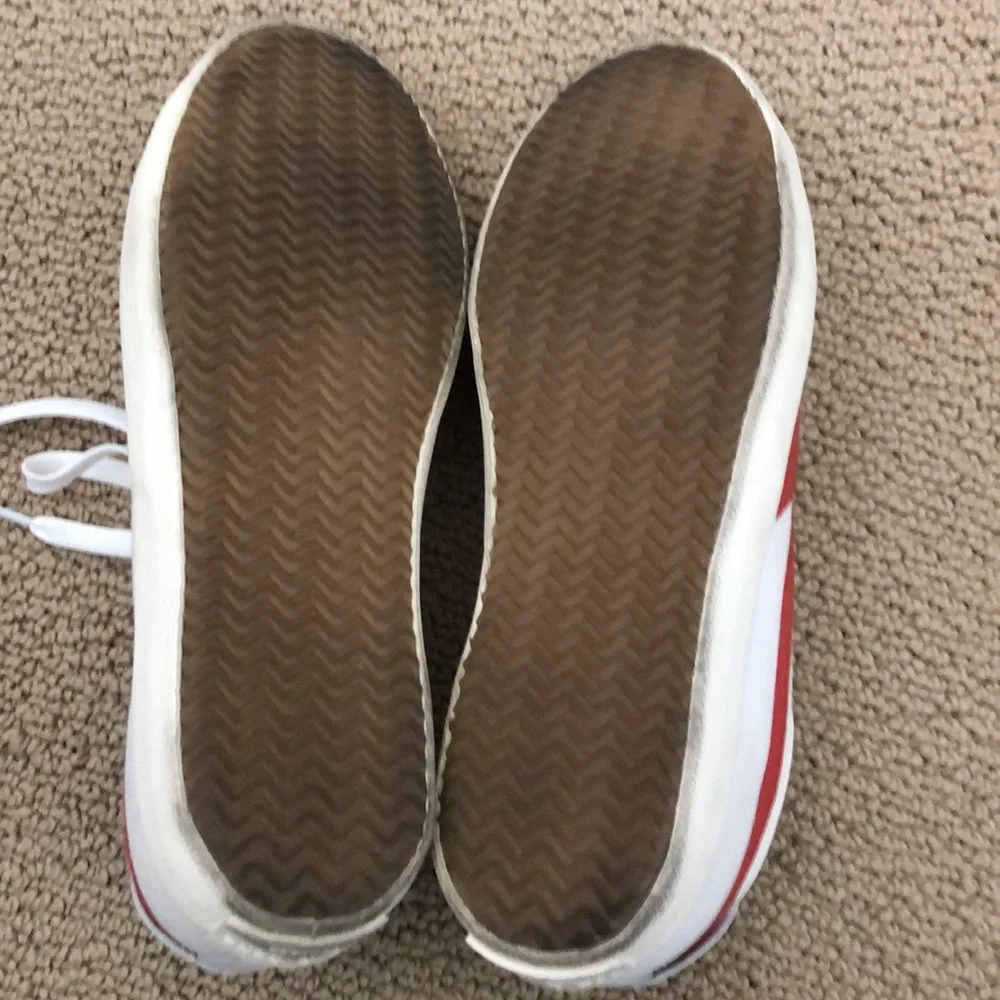 rag & bone White Canvas Sneakers with Red Side Stripe